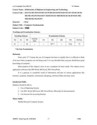 Diploma Mechanical Engineering Curriculum | PDF