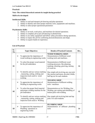 Diploma Mechanical Engineering Curriculum | PDF