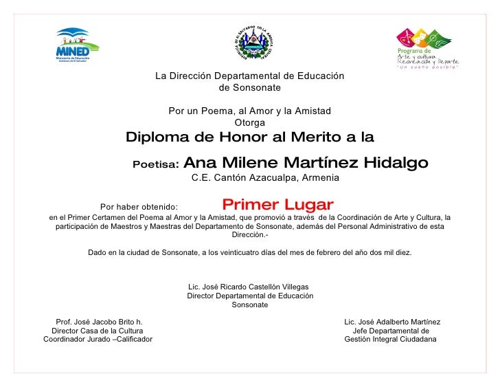 diploma de honor al merito1er lugar