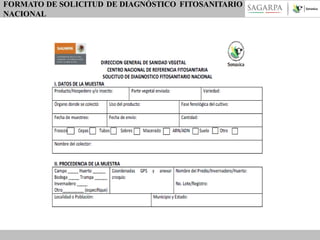 FORMATO DE SOLICITUD DE DIAGNÓSTICO FITOSANITARIO
NACIONAL

 