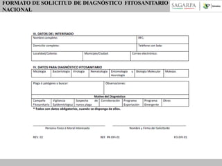 FORMATO DE SOLICITUD DE DIAGNÓSTICO FITOSANITARIO
NACIONAL

 