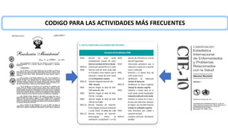 CODIGO PARA LAS ACTIVIDADES MÁS FRECUENTES
 