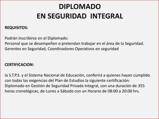 Diplomado de seguridad integral | PDF