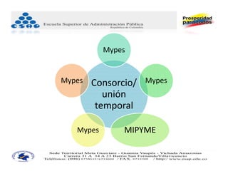 Mypes


Mypes   Consorcio/    Mypes
           unión 
         temporal

   Mypes       MIPYME
 