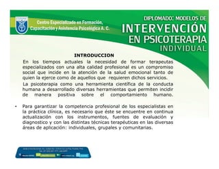Modelos de Intervención en Psicoterapia Individual | PDF
