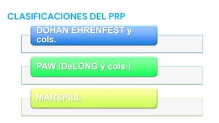 CLASIFICACIONES DEL PRP
DOHAN EHRENFEST y
cols.
PAW (DeLONG y cols.)
MARSPILL
 