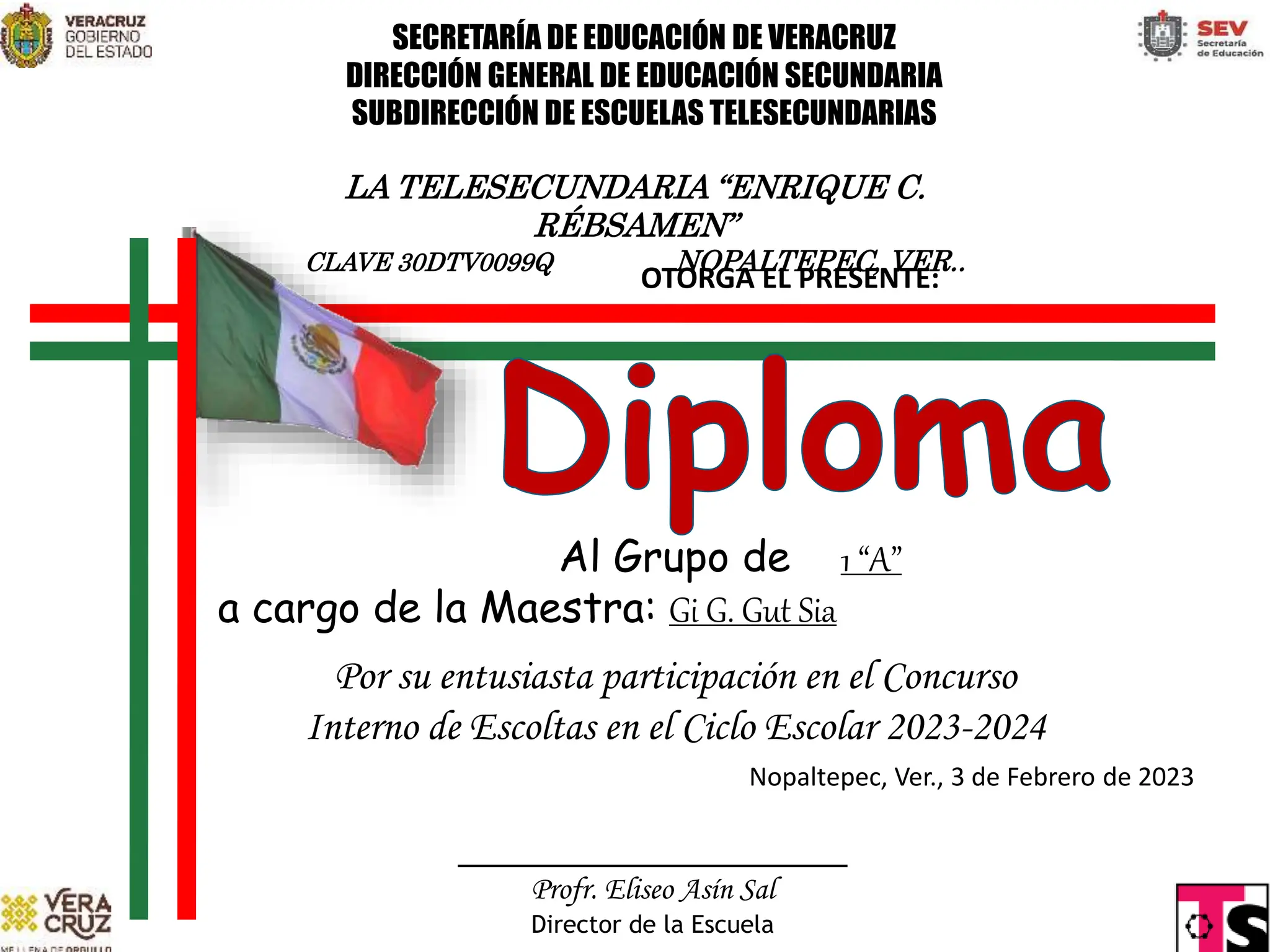 FORMATO PARA DIPLOMA CONCURSO DE ESCOLTAS | PPTX