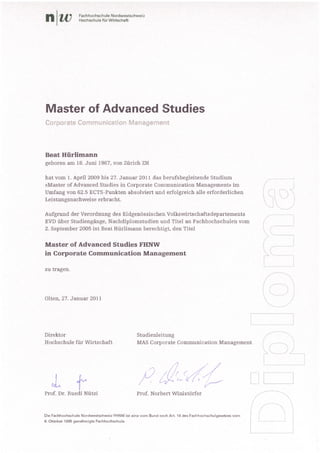 Diploma huerlimann master of advanced studies fhnw in corporate communictions management