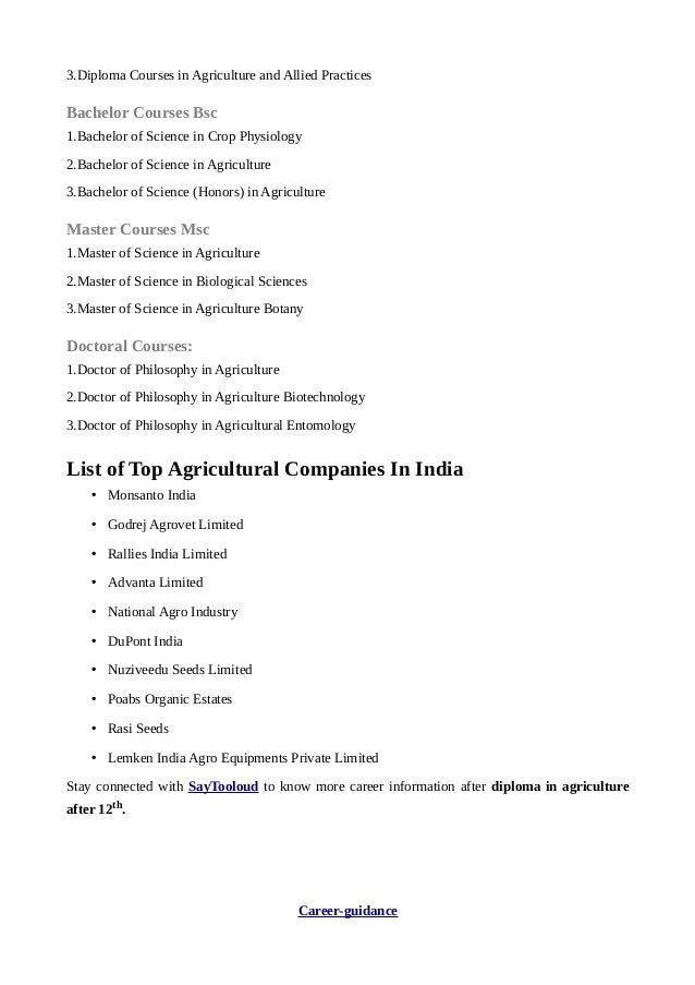 diploma in agriculture program details courses colleges in india agricultural career list
