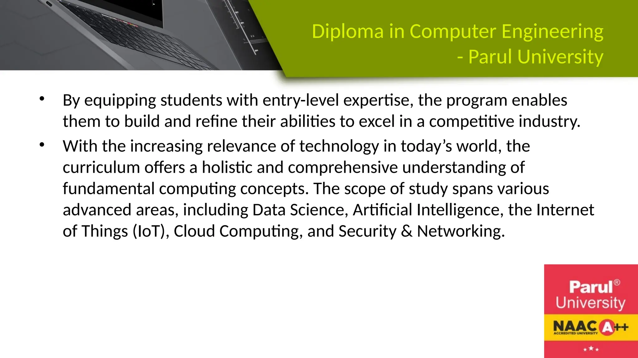 diploma in computer engineering - parul university vadodara | PPTX