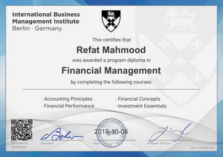 Refat Mahmood
Financial Management
2019-10-06
Powered by TCPDF (www.tcpdf.org)
 