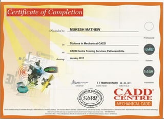 Diploma in mechanical cadd certificate
