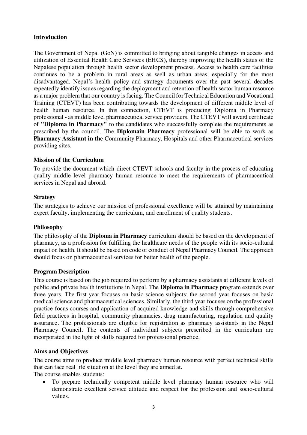 Diploma In Pharmacy Syllabus CTEVT