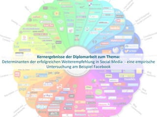 Kernergebnisse Diplomarbeit – Oliver Schulz30.01.2015 1
Kernergebnisse der Diplomarbeit zum Thema:
Determinanten der erfolgreichen Weiterempfehlung in Social Media - eine empirische
Untersuchung am Beispiel Facebook
 