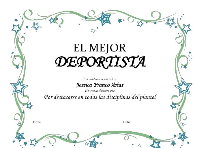 diplomas formatos de reconocimientos deportivos