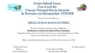 Centro infantil Cacao con el aval de Consejo Nacional para la ...