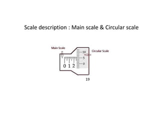 Scale description : Main scale & Circular scale
19
 