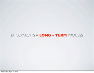 DIPLOMACY IS A LONG - TERM PROCESS




Wednesday, April 14, 2010
 