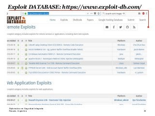 Rosario, Argentina 35
Diplomatura en Seguridad Integrada
Exploit DATABASE: https://www.exploit-db.com/
 