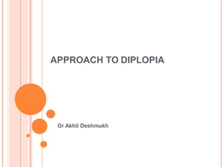 APPROACH TO DIPLOPIA
Dr Akhil Deshmukh
 