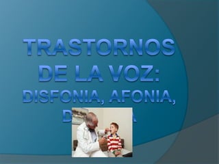 Trastornos de la voz: DISFONIA, AFONIA, DISODEA 