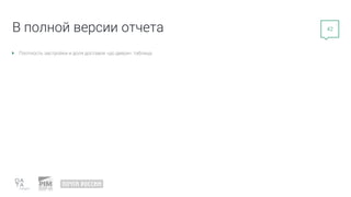 42
В полной версии отчета
Плотность застройки и доля доставок «до двери»: таблица
 