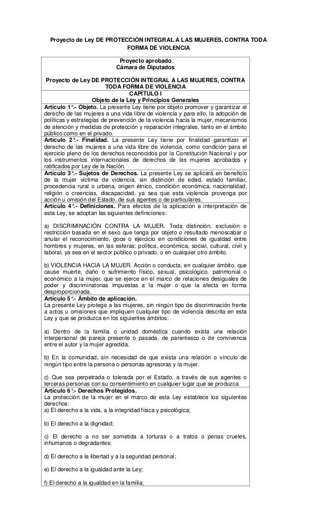 Proyecto de Ley de “Protección Integral