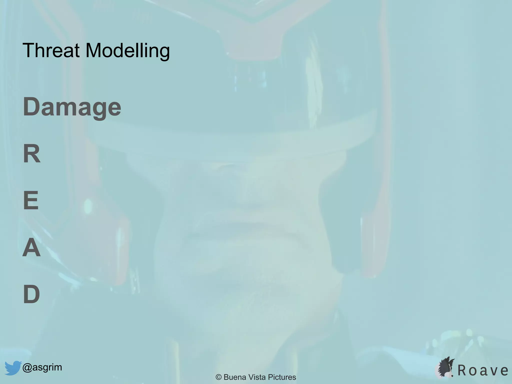 @asgrim
Threat Modelling
Damage
R
E
A
D
© Buena Vista Pictures
 