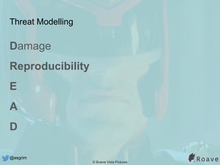 @asgrim
Threat Modelling
Damage
Reproducibility
E
A
D
© Buena Vista Pictures
 