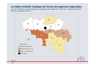 20
La faible mobilité implique de fortes divergences régionales
(taux de chômage, en pourcentage de la population active â...