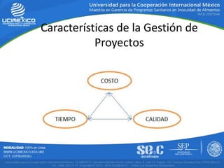 Características de la Gestión de
Proyectos
 