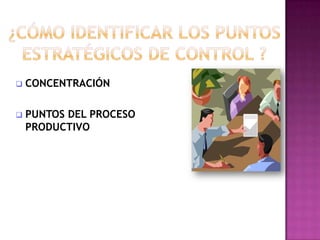  CONCENTRACIÓN
 PUNTOS DEL PROCESO
PRODUCTIVO
 