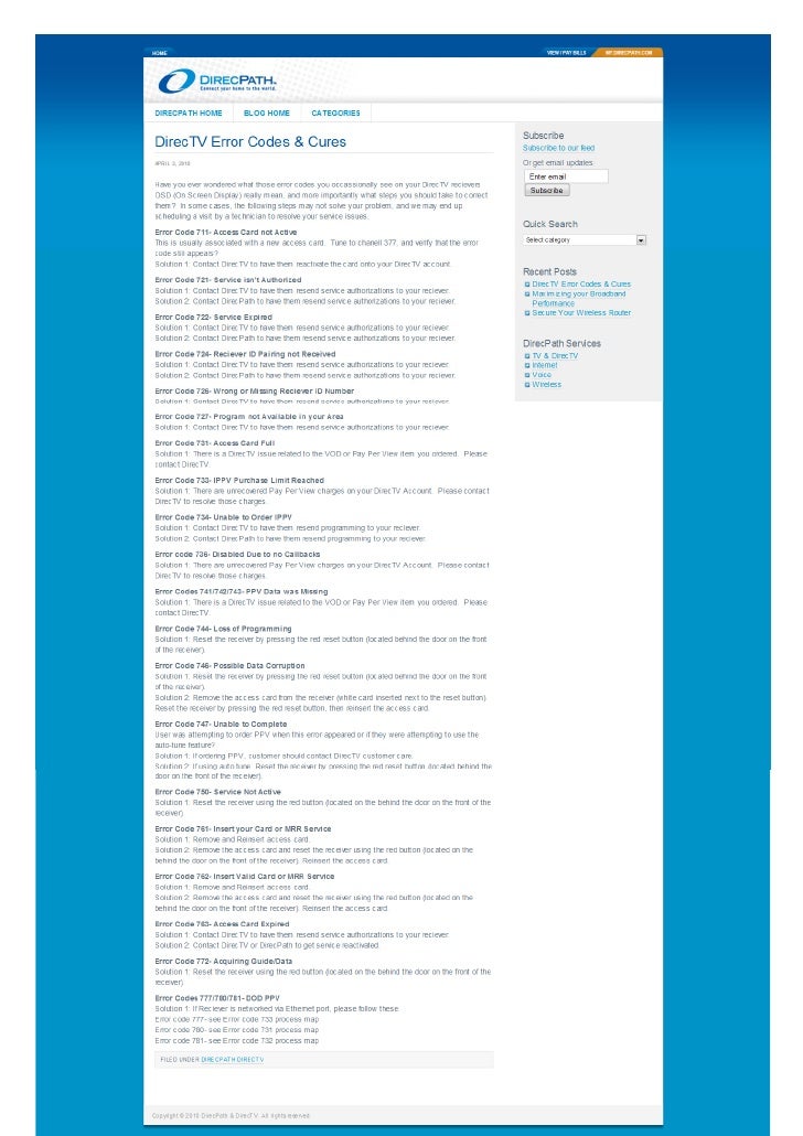 Direcpath blog directv error codes osd