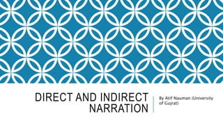DIRECT AND INDIRECT
NARRATION
By Atif Nauman (University
of Gujrat)
 