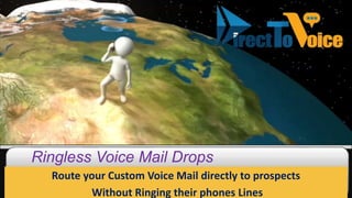 Ringless Voice Mail Drops
Route your Custom Voice Mail directly to prospects
Without Ringing their phones Lines
 