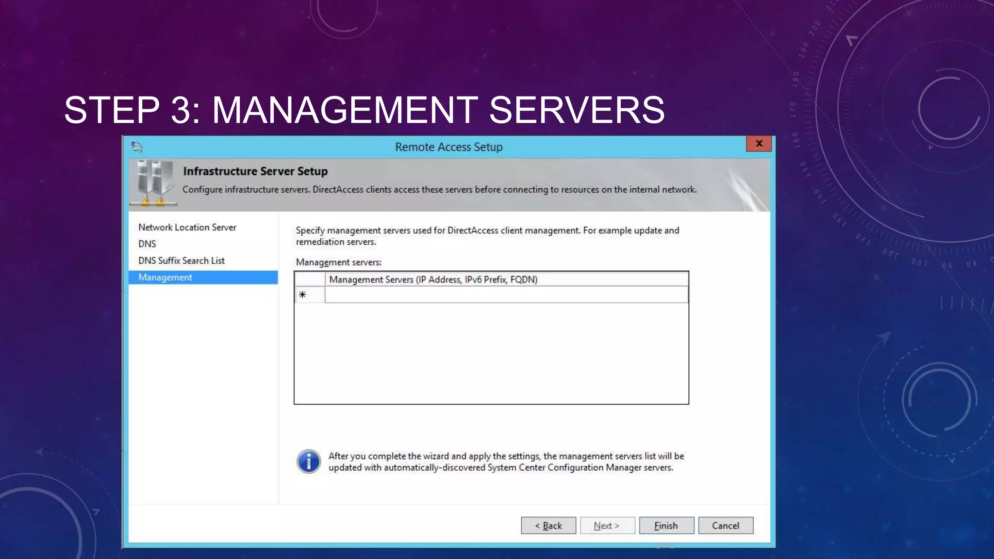 STEP 3: MANAGEMENT SERVERS
 