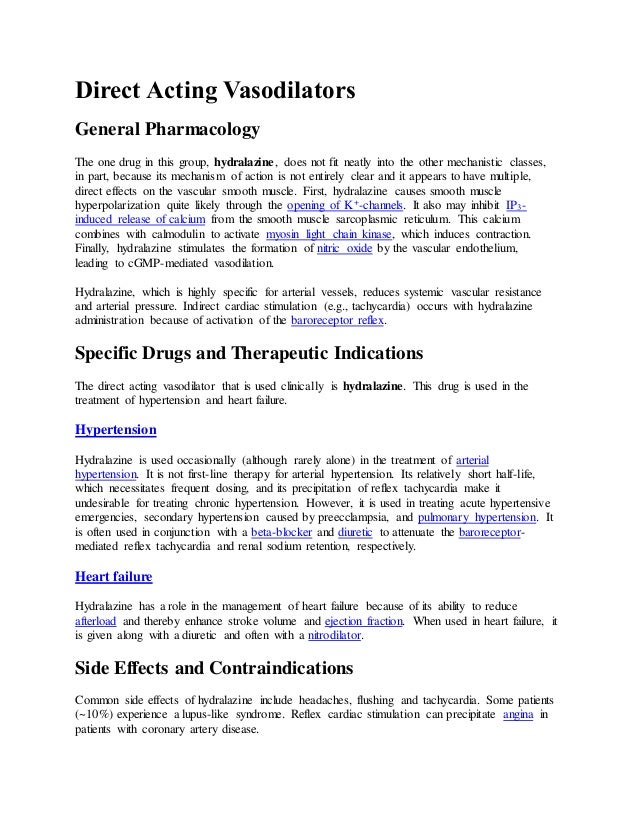Direct acting vasodilators