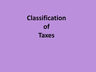 Classification
      of
    Taxes
 