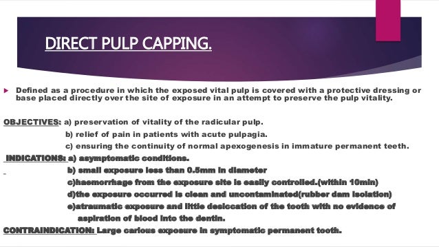 direct and indirect pulp capping direct pulp capping