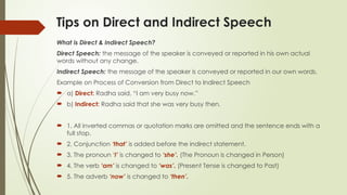 Direct and Indirect Speech.pptx When we use direct speech in writing ...