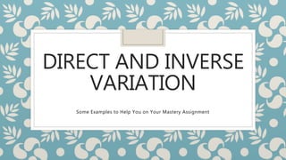 Direct and inverse variation | PPTX
