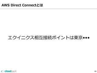 エクイニクス相互接続ポイントは東京••• 
13 
AWS Direct Connectとは 
 