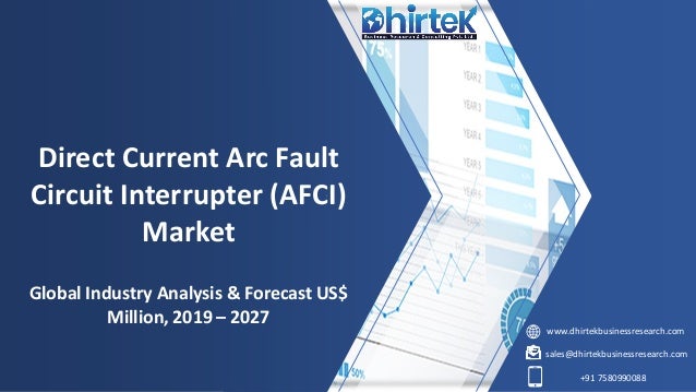 www.dhirtekbusinessresearch.com
sales@dhirtekbusinessresearch.com
+91 7580990088
Direct Current Arc Fault
Circuit Interrupter (AFCI)
Market
Global Industry Analysis & Forecast US$
Million, 2019 – 2027
 