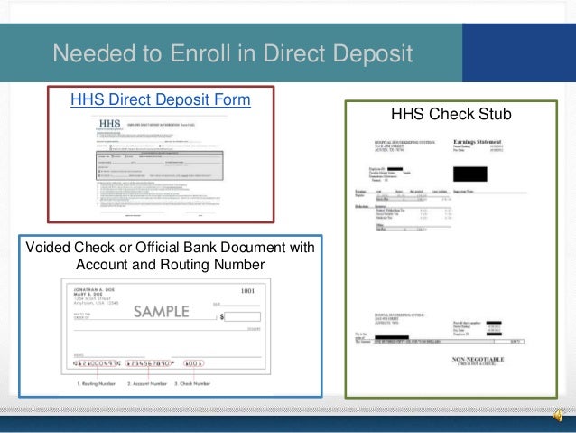 bank document for direct deposit