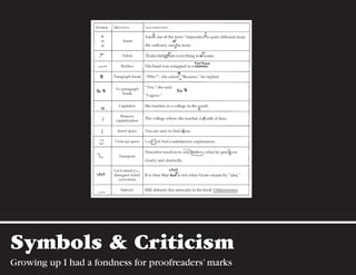 Symbols & Criticism
Growing up I had a fondness for proofreaders’ marks
 