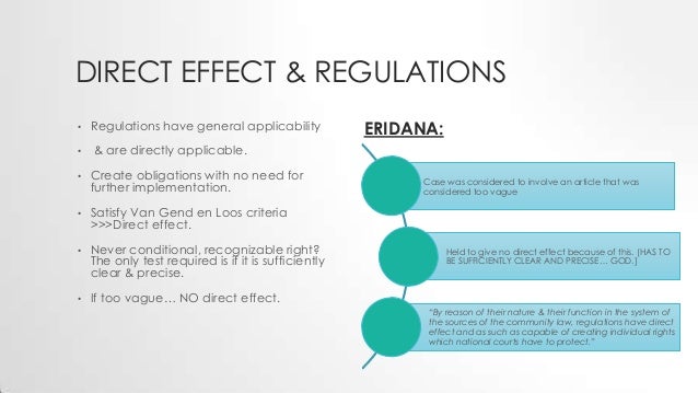 Direct effect; EU LAW.