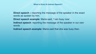 Direct/indirect speech Presentation | PPTX