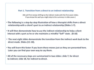 Part 1. Transition from a direct to an indirect relationship
(We will first review shifting to the indirect mode with the first seven slides.
If you know this well you might skip to the summary in slide seven.)
 