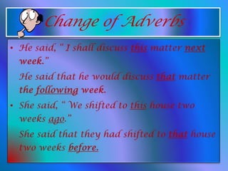 Change of Adverbs
 