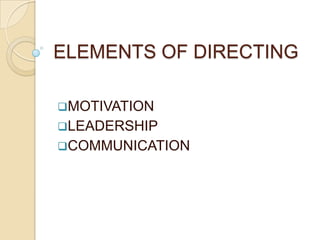 DIRECTING - A Function of Management | PPTX